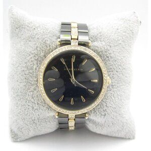 Women Anne Klein Ceramic Crystal Analog 34mm Round Watch (H976) "New Battery"